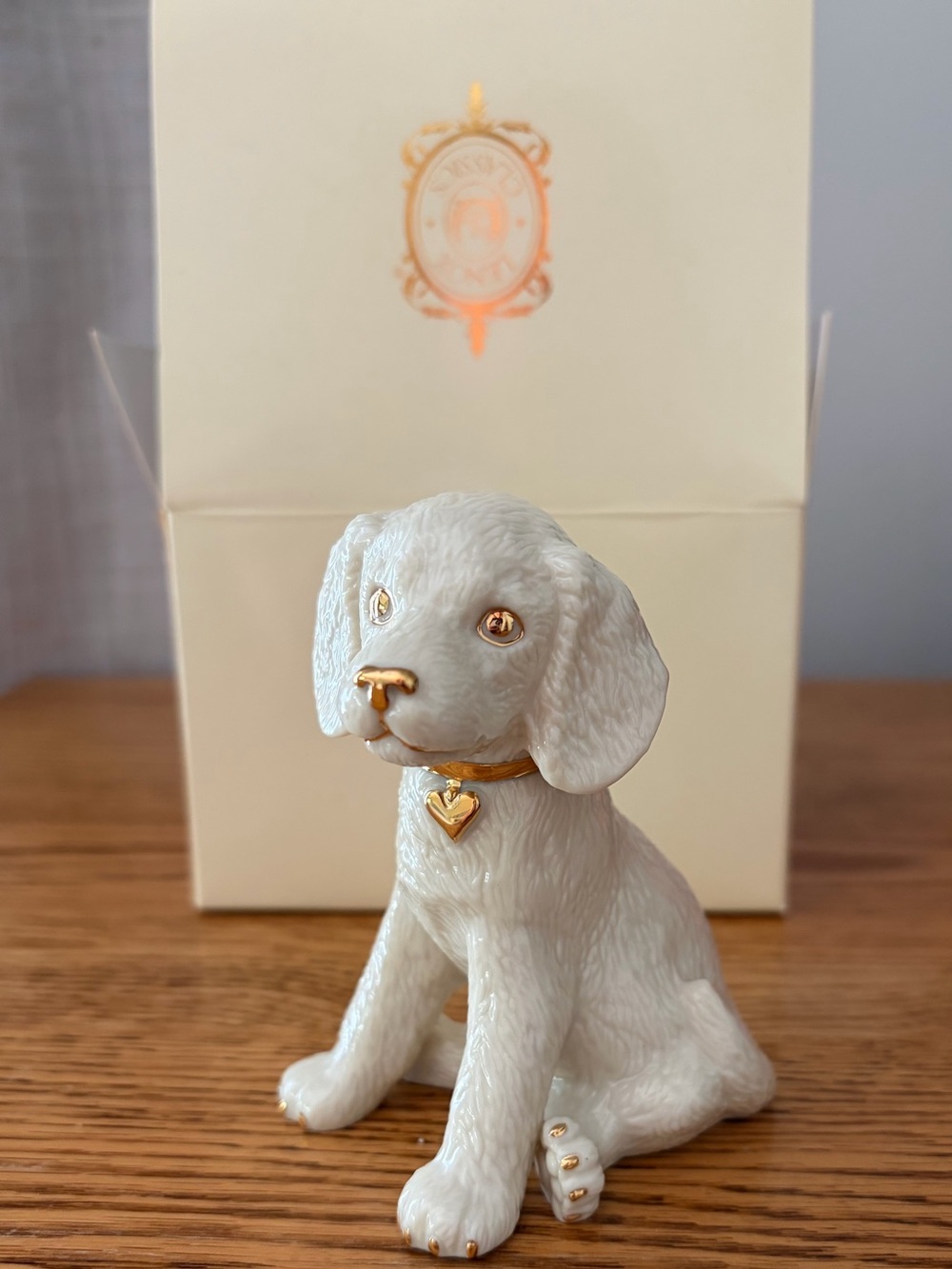Lenox Ivory Fine China Beagle Puppy Dog Figurine 24K Gold Accent with Box & COA